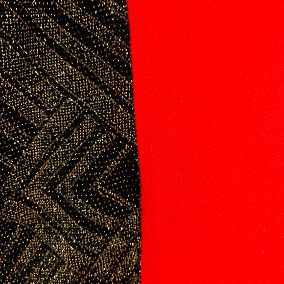 Asymmetrical Red dress with Gold and Black sequin - Picture 6 of 7